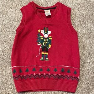 Gymboree Christmas Sweater Vest with Black Trim